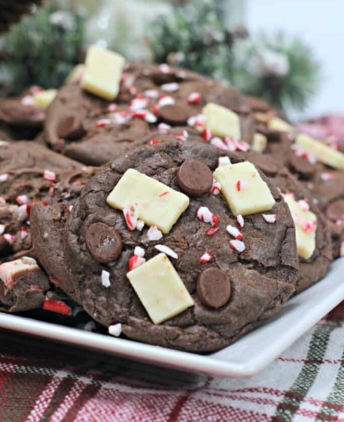 Cake Mix Peppermint Bark Cookies