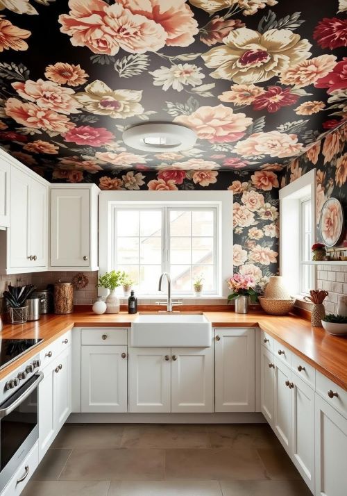 Statement Ceiling with Wallpaper