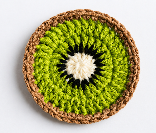 crochet kiwi coaster 1