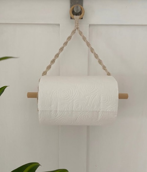 Macrame kitchen roll holder